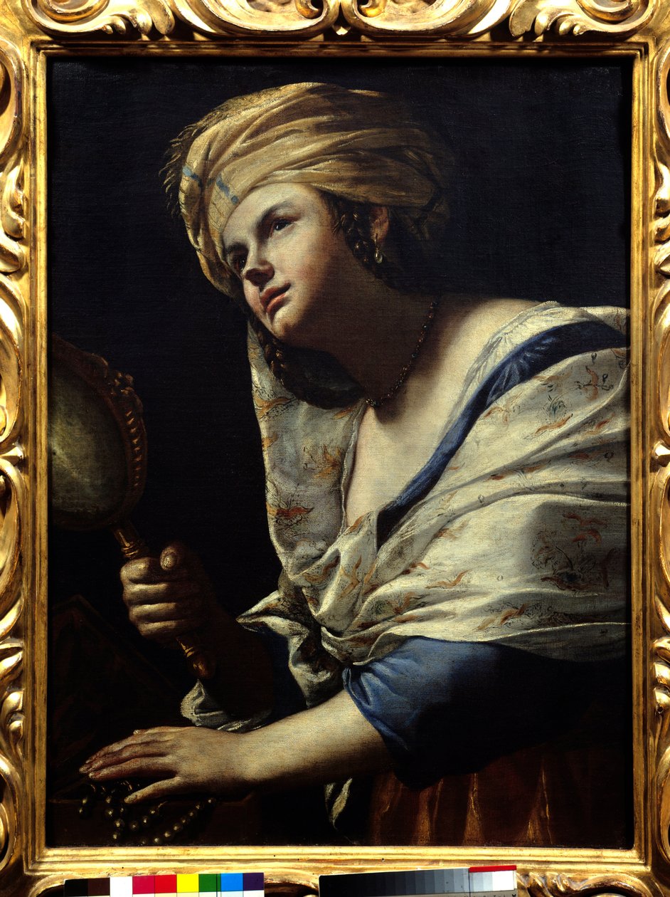 Vanity: Woman with Turban and Mirror by Mattia Preti