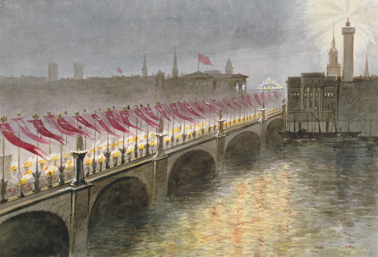 View of London Bridge on the Night of the Arrival of the Princess Alexandra of Denmark by Maul