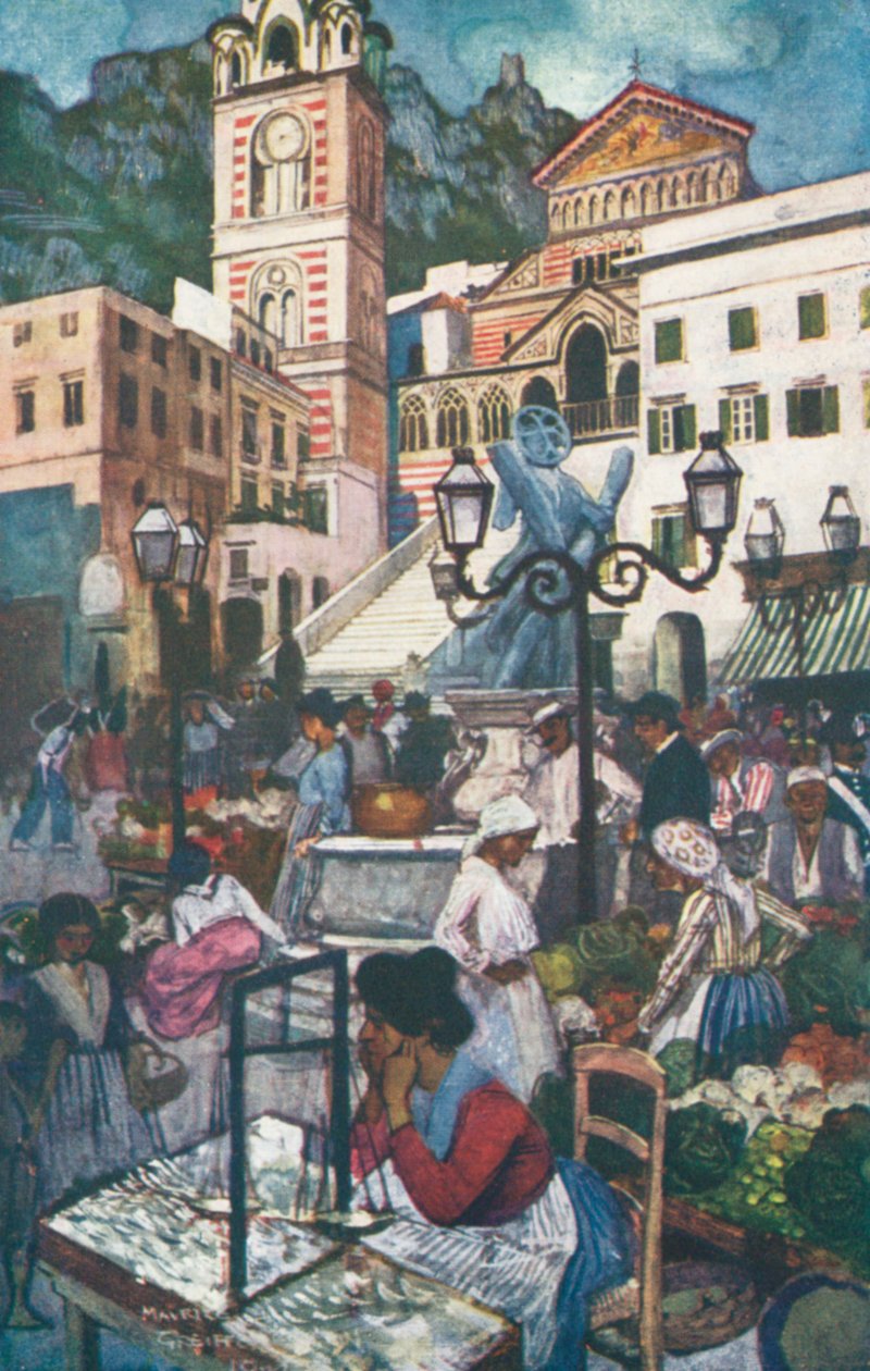 Amalfi, Piazza and Duomo by Maurice (after) Greiffenhagen
