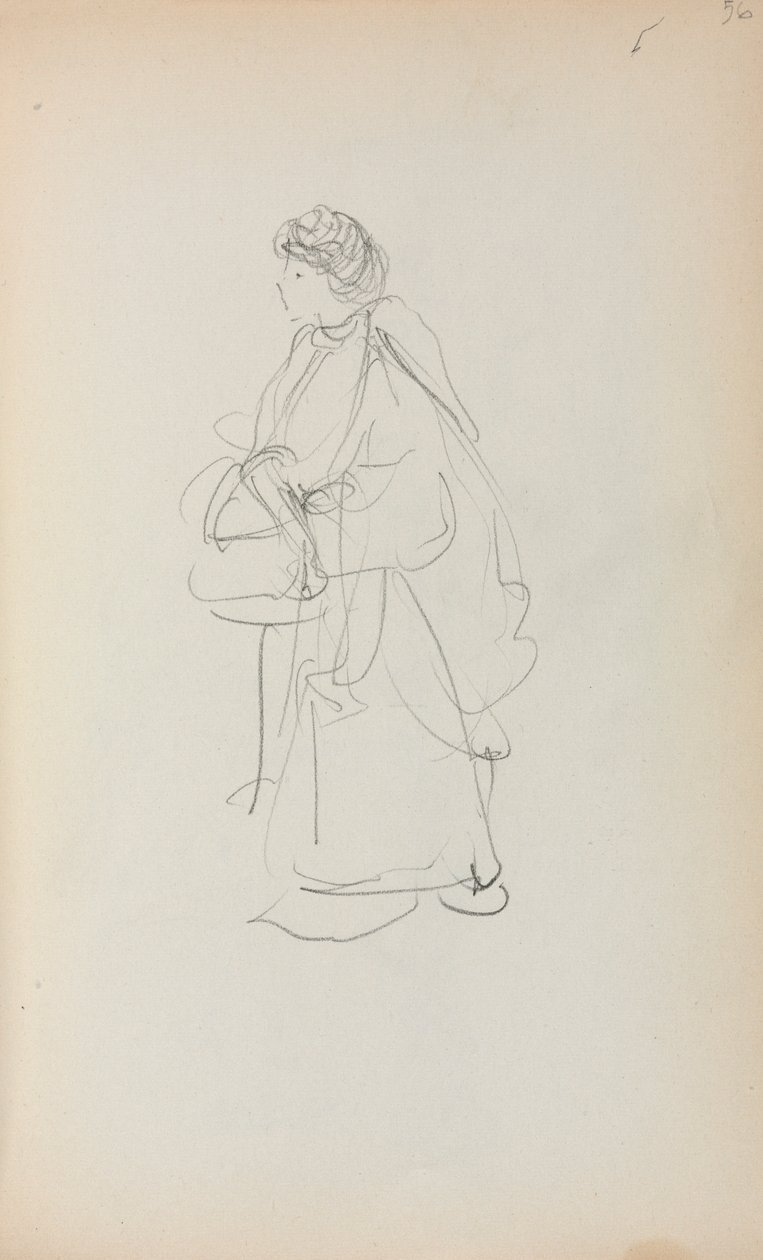Italian Sketchbook: Standing Woman Holding a Satchel by Maurice Brazil Prendergast