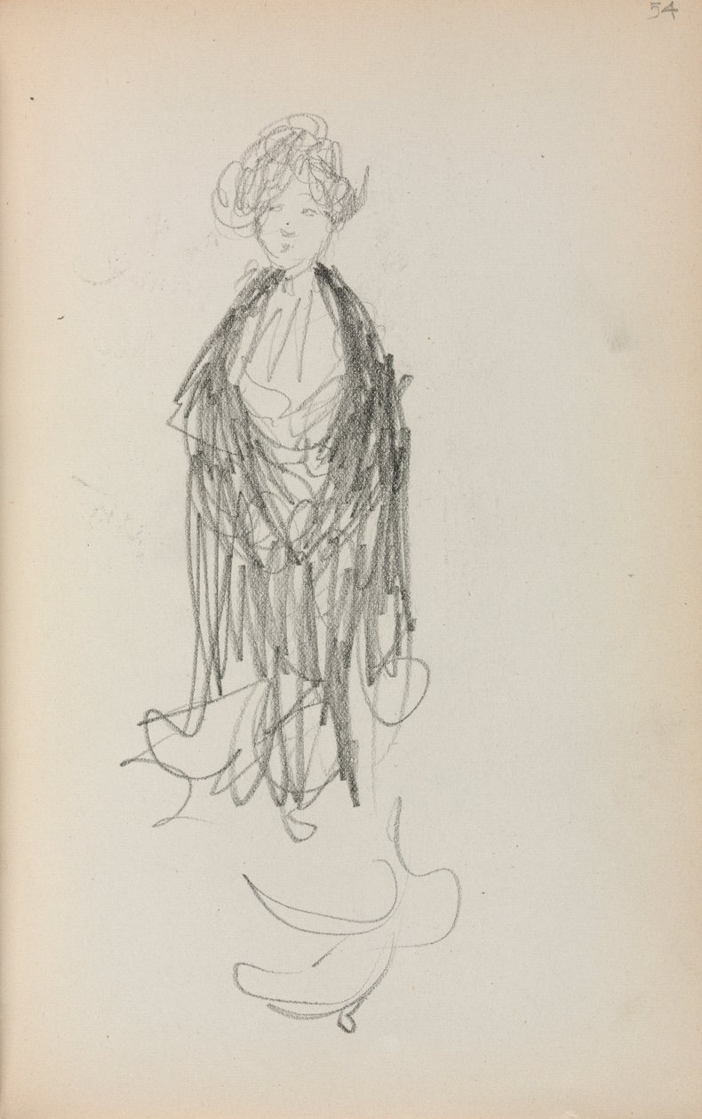 Italian Sketchbook: Standing Woman with Shawl Page 54 by Maurice Brazil Prendergast
