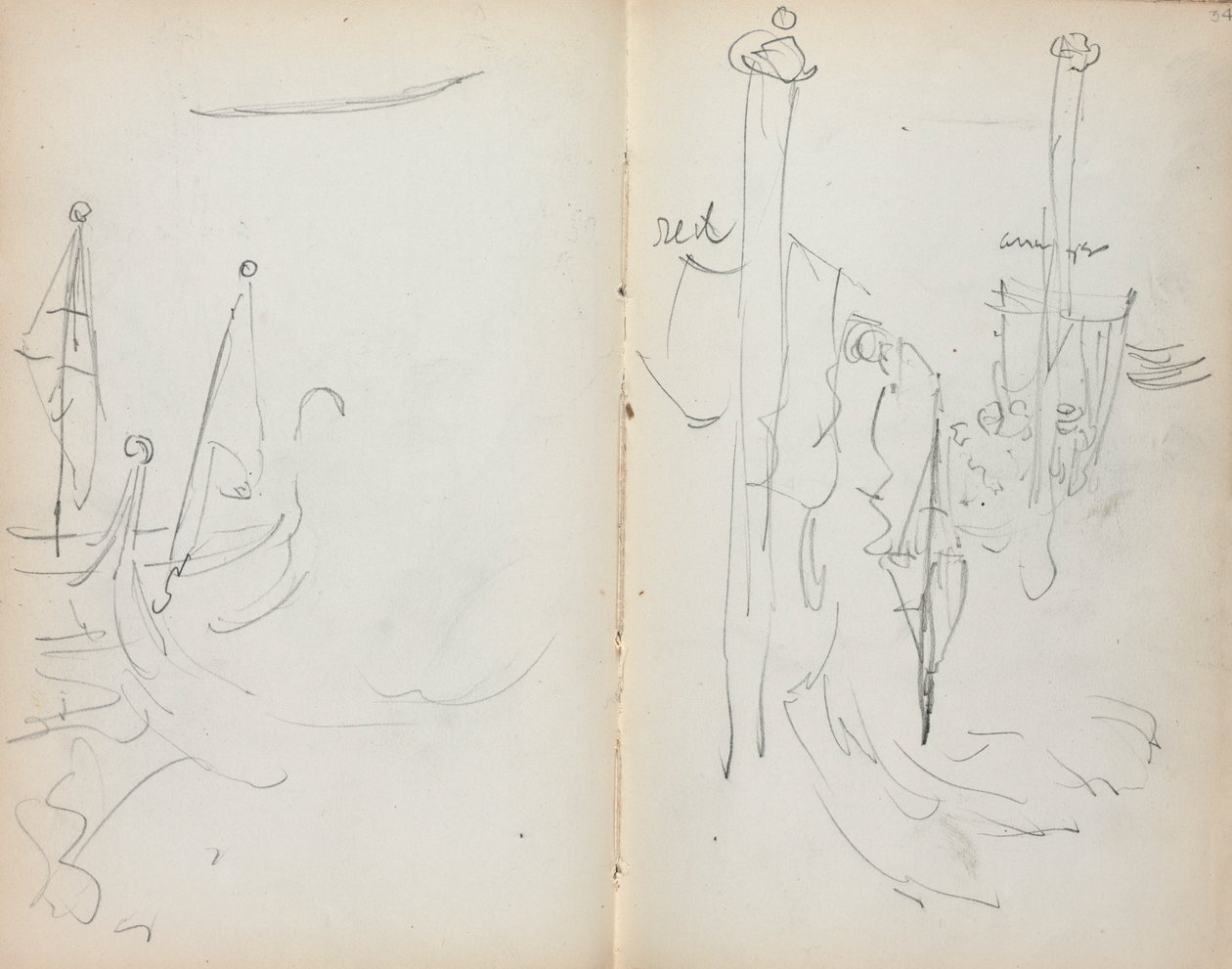 Italian Sketchbook: Venetian Harbor View page 33 & 34 by Maurice Brazil Prendergast