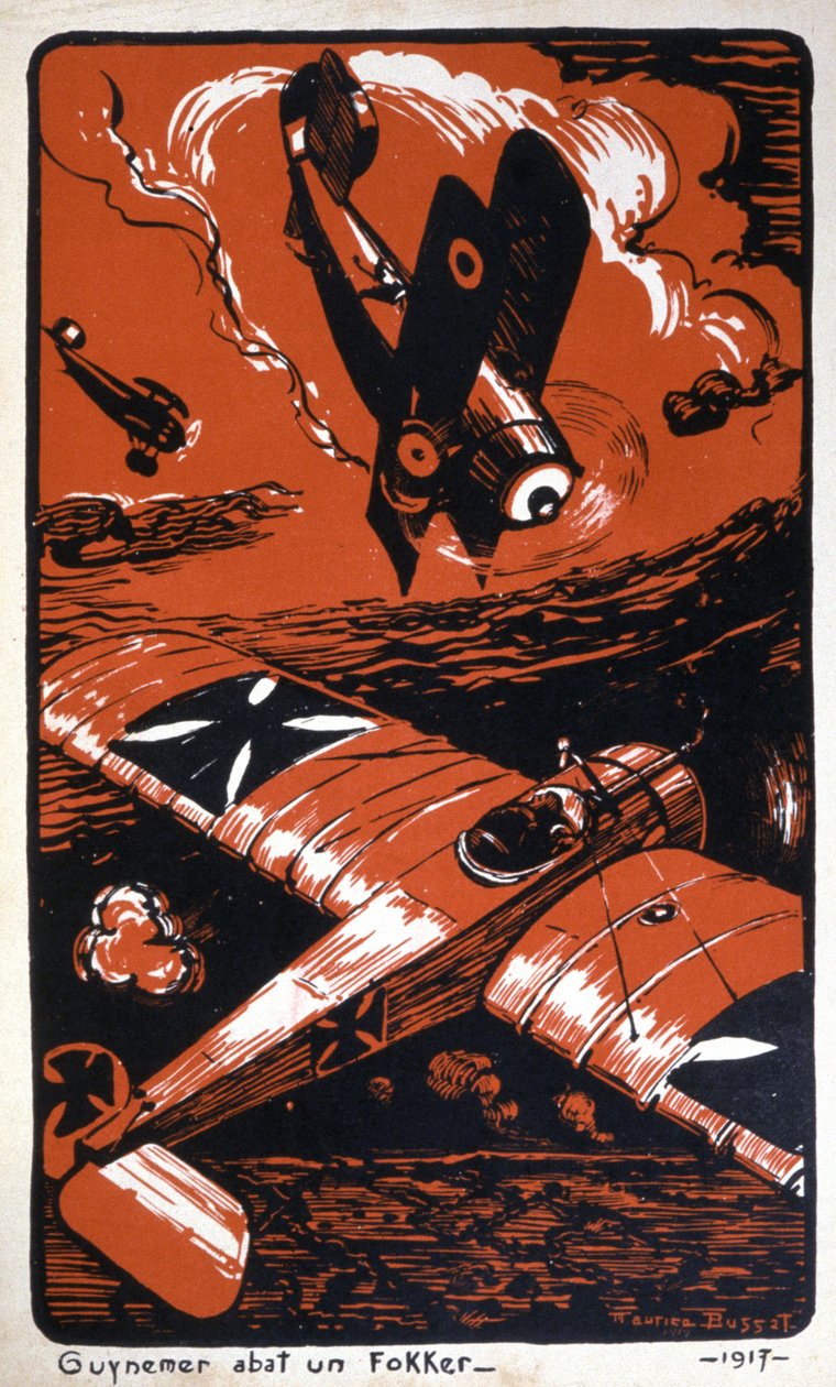 Georges Guynemer shooting down a German Fokker by Maurice Busset