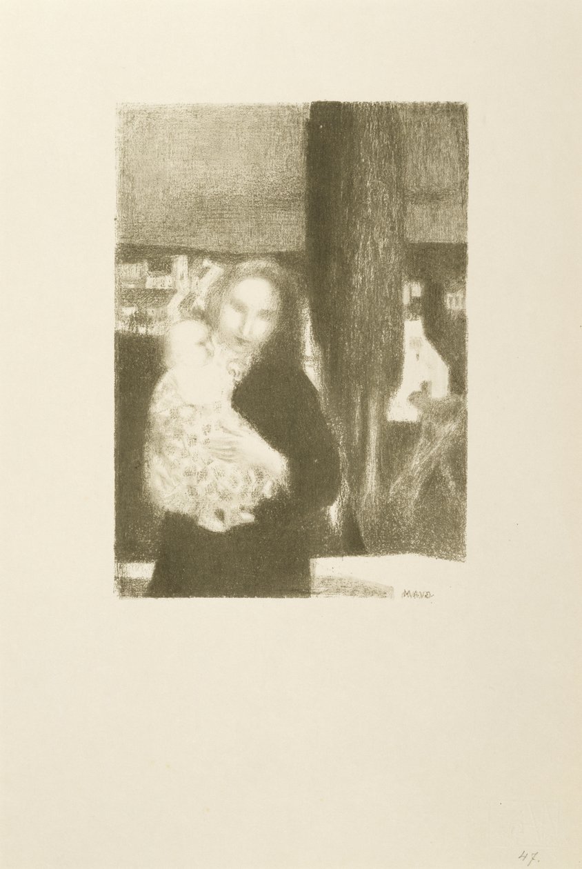 Mother and Child Under a Cypress Tree by Maurice Denis