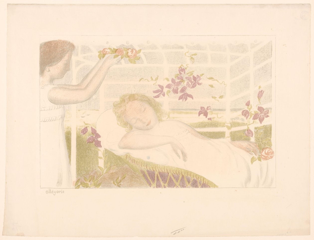 Sleeping Girl Receiving a Garland by Maurice Denis