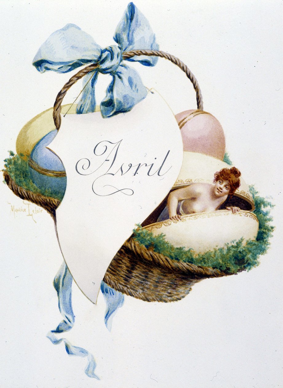 April “La Chanson du mois” by Jérôme Doucet, illustration - Maurice Leloir, ed. Reims 1904. L. Michaud by Maurice Leloir