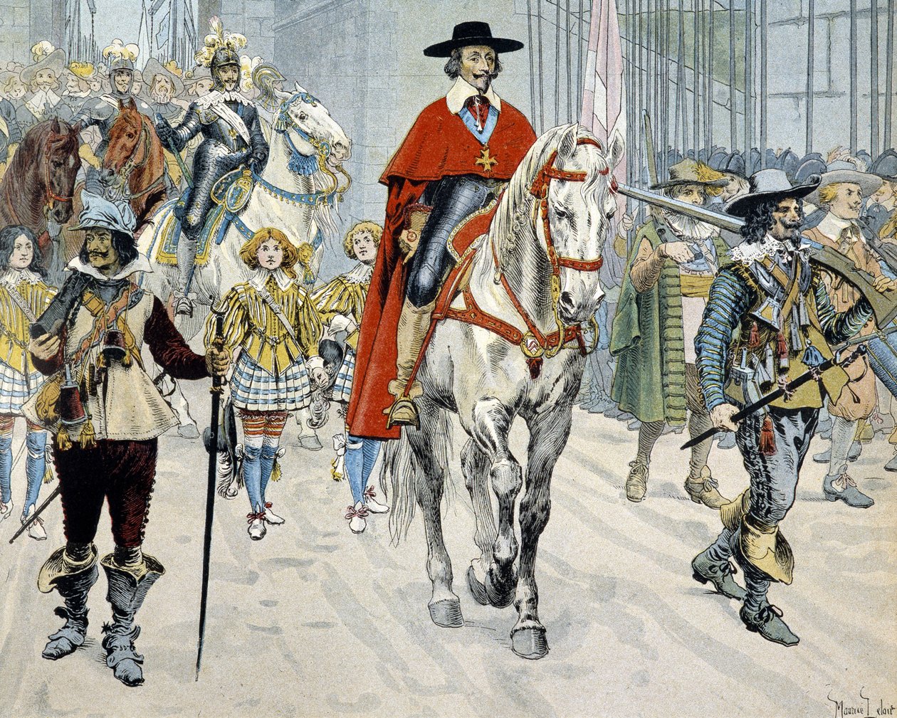 Cardinal Richelieu Riding in the Streets of Paris by Maurice Leloir