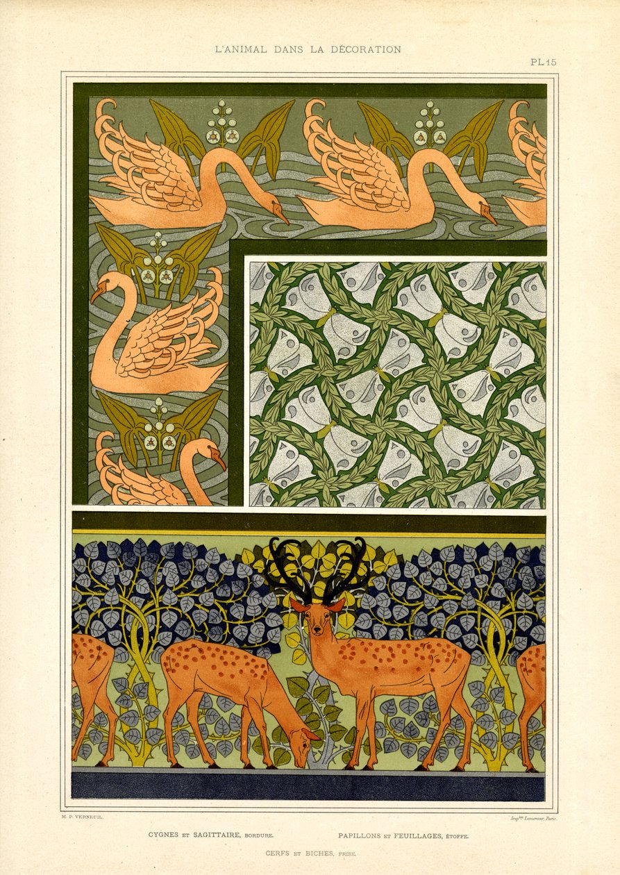 Nature-Inspired Art Nouveau Patterns with Animal Motifs by Maurice Pillard Verneuil