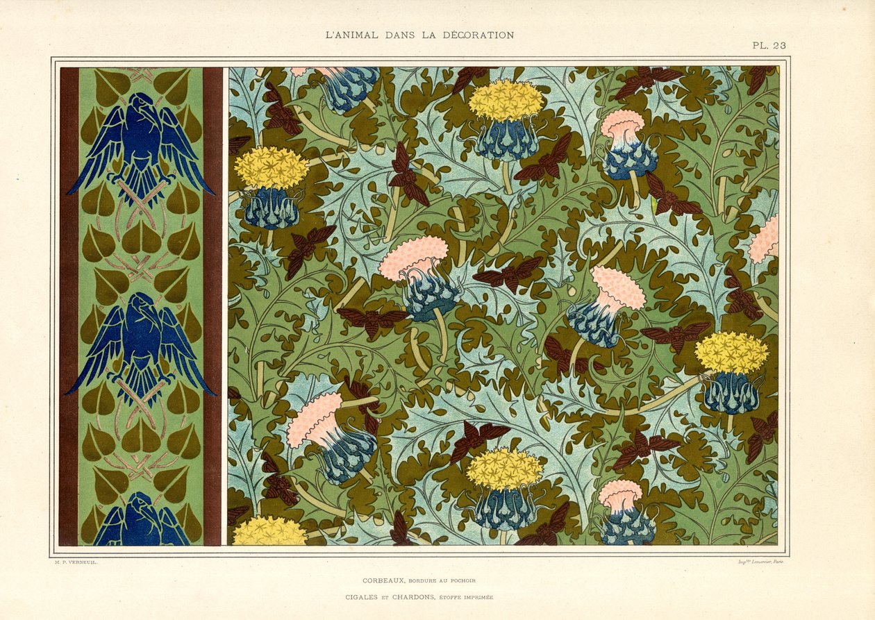 Thistle Ornamentation with Insects and Ravens