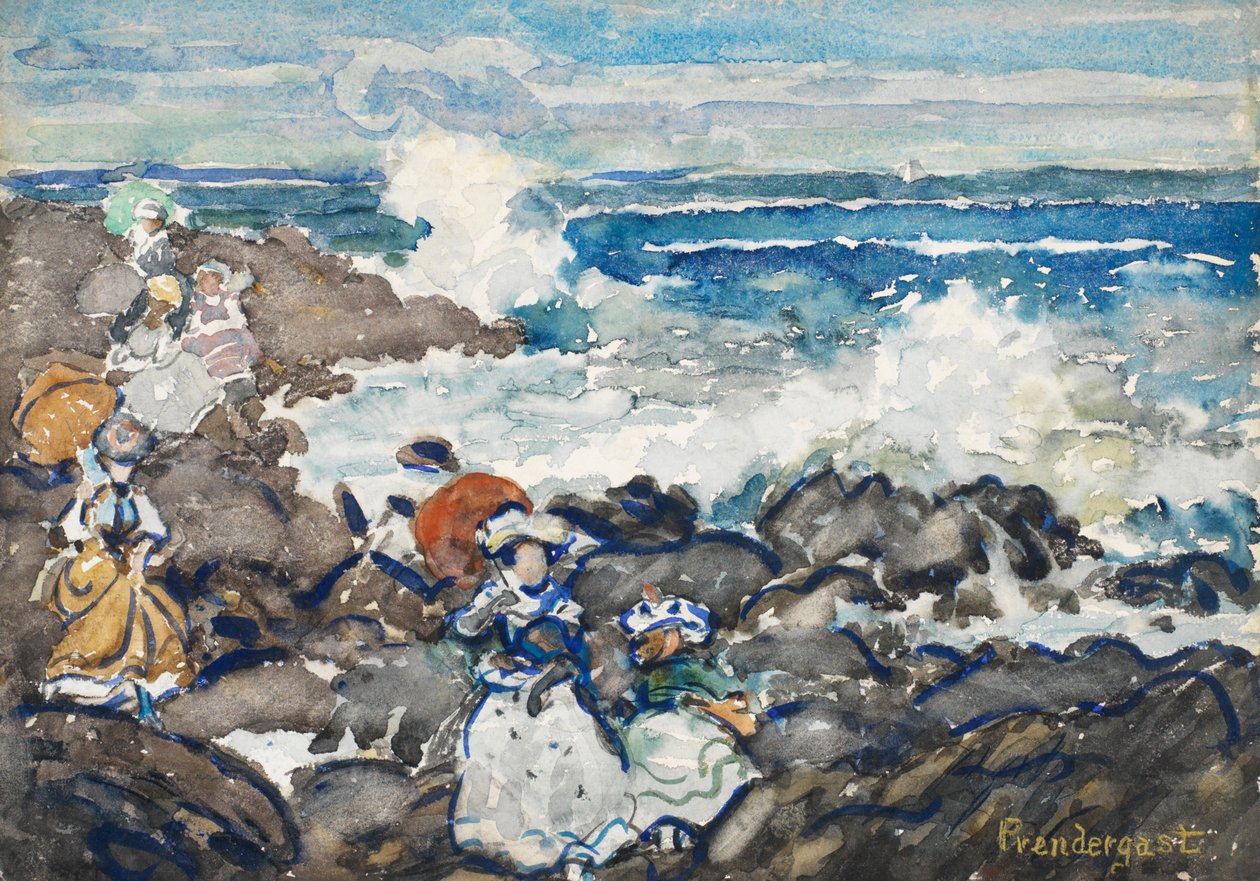 Rocks, Waves and Figures by Maurice Prendergast