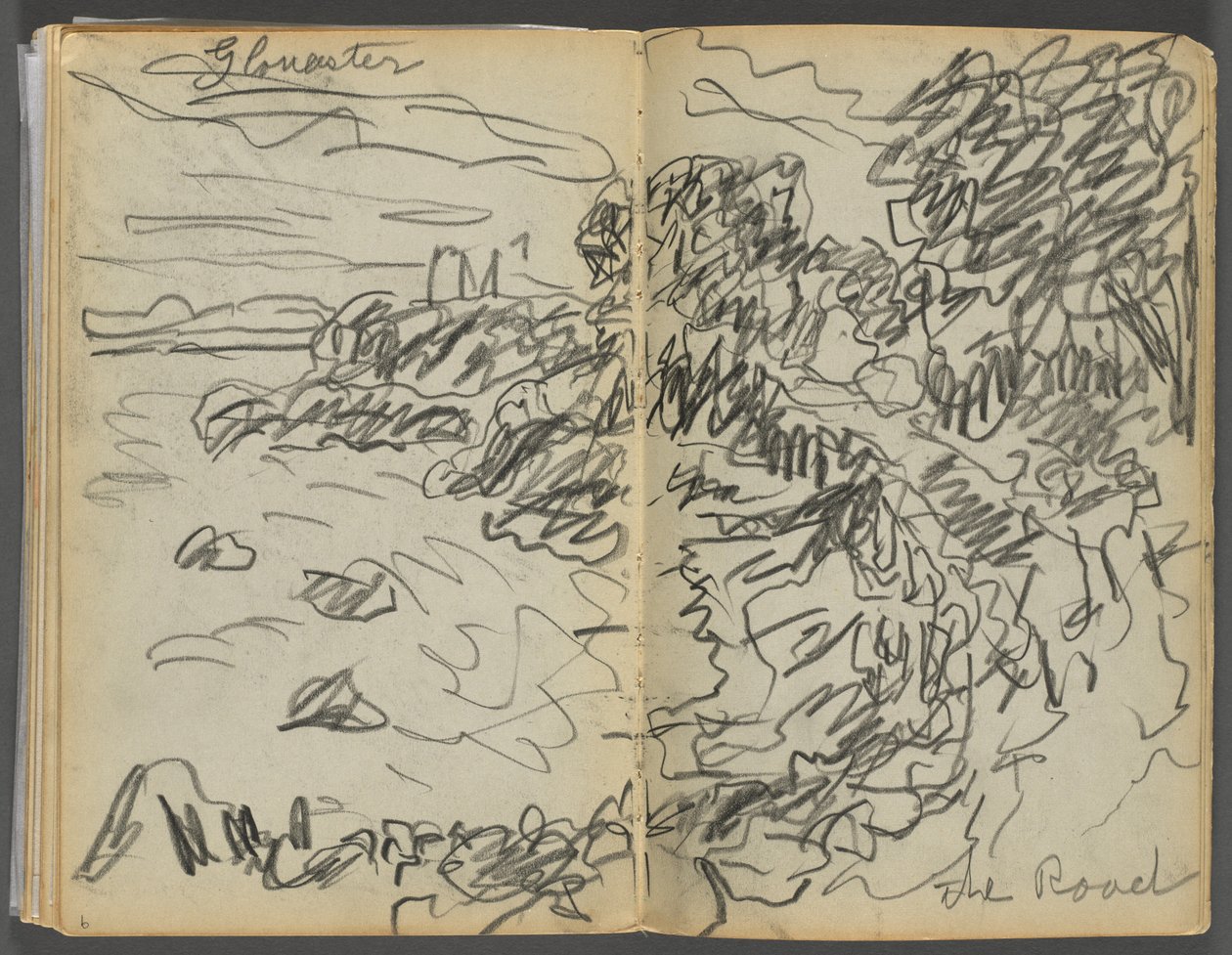Sketchbook- The Granite Shore Hotel, Rockport, page 008 & 9: "Gloucester- The Road" by Maurice Prendergast