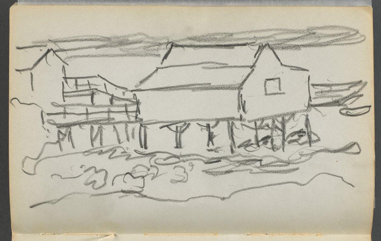Sketchbook, The Dells, No. 127, page 014: House on a Dock by Maurice Prendergast