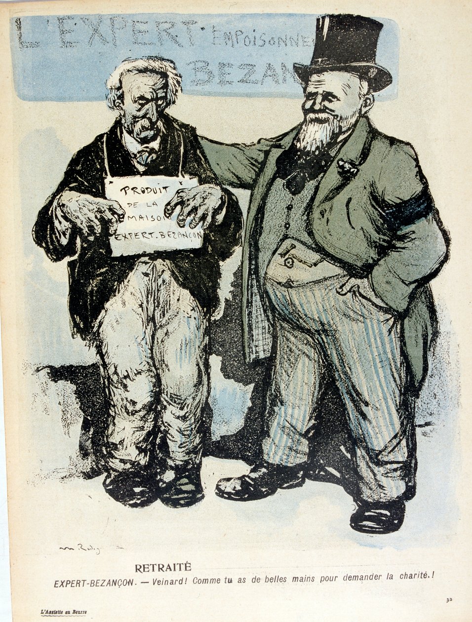 Caricature in The Plate of Butter by Maurice Radiguet