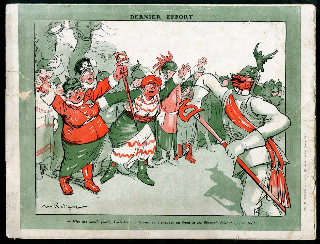 Illustration of Maurice Radiguet in Mode in Germany, ca. 1915 - Last Effort - War of 14-18, Germany Prussia, Fashion, Triplice - William II by Maurice Radiguet