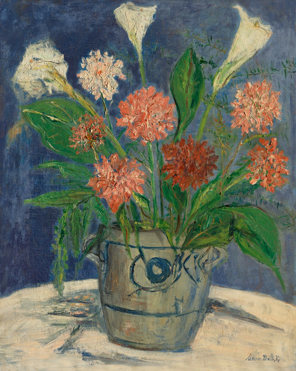 Vase with Arum Lilies and Dahlias, c. 1932 by Maurice Utrillo