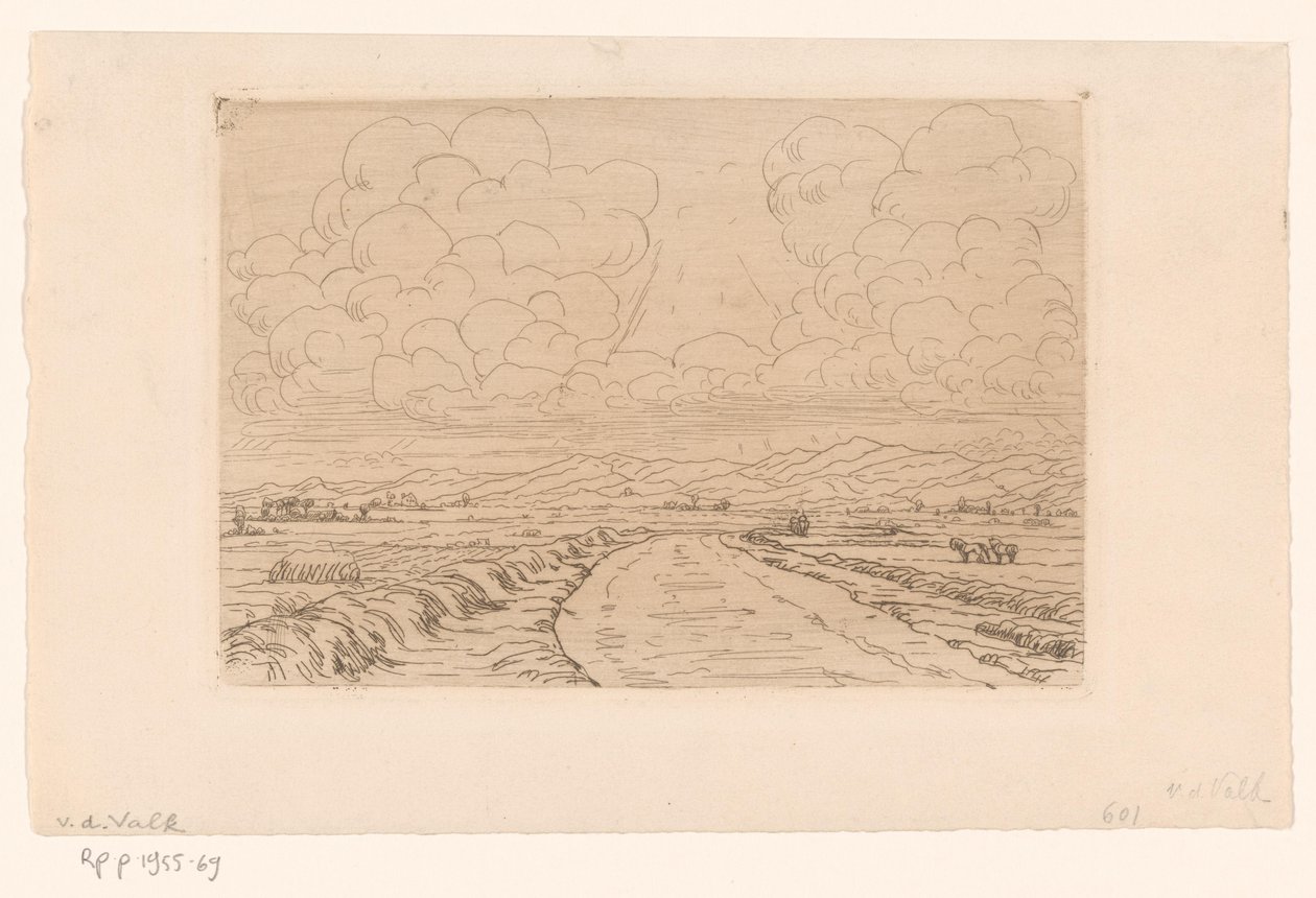 Country Road Through Landscape with Hills on the Horizon by Maurits van der Valk