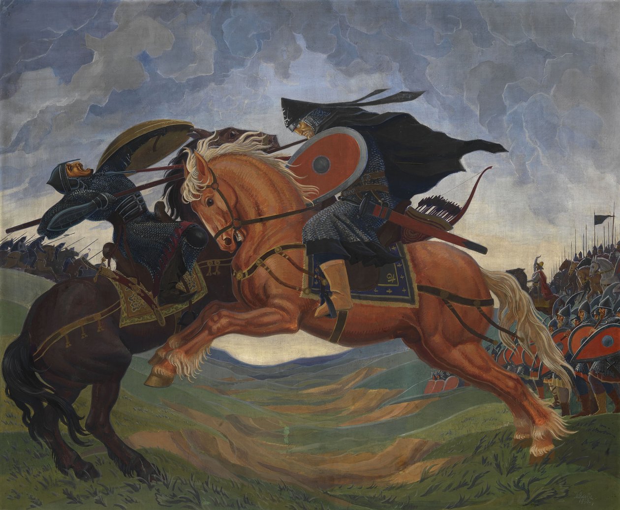 Single Combat of Peresvet and Temir-murza on the Kulikovo Field in 1380 by Mavriki Petrovich Jacobi
