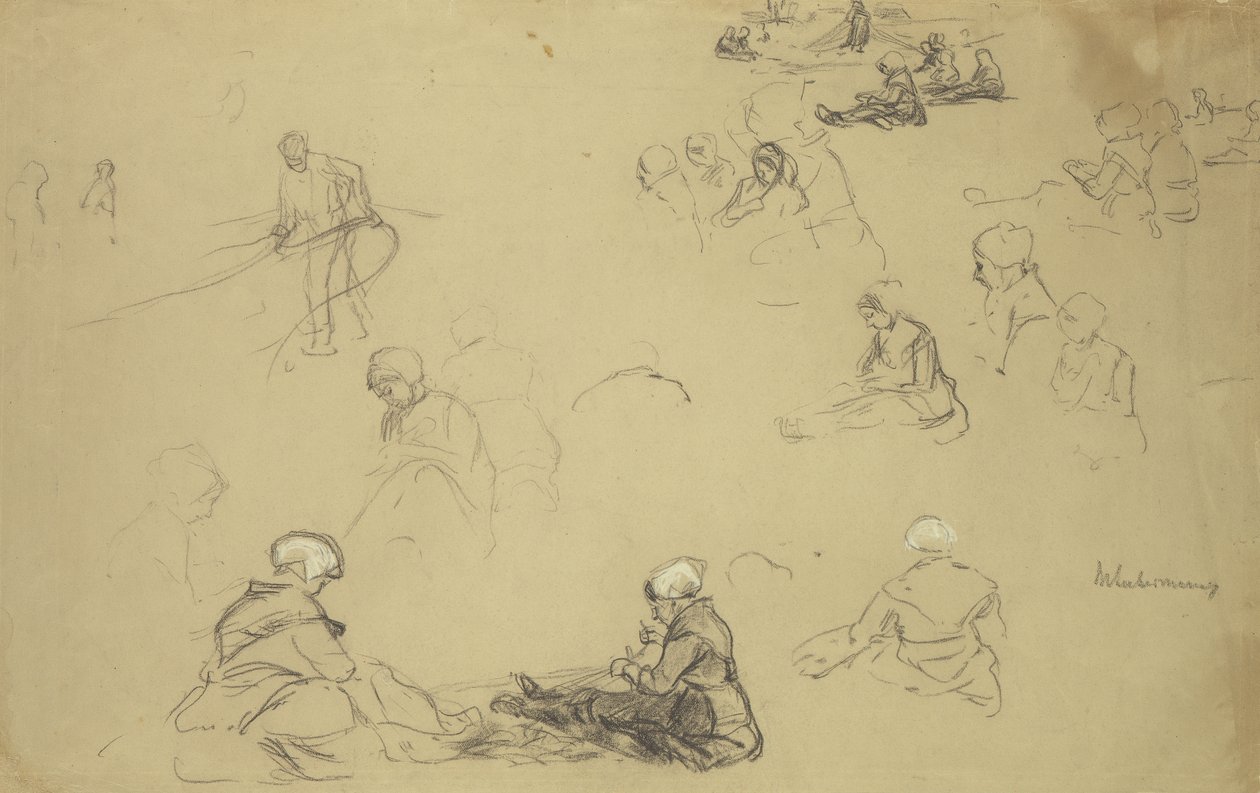 A study of net repairers by Max Liebermann
