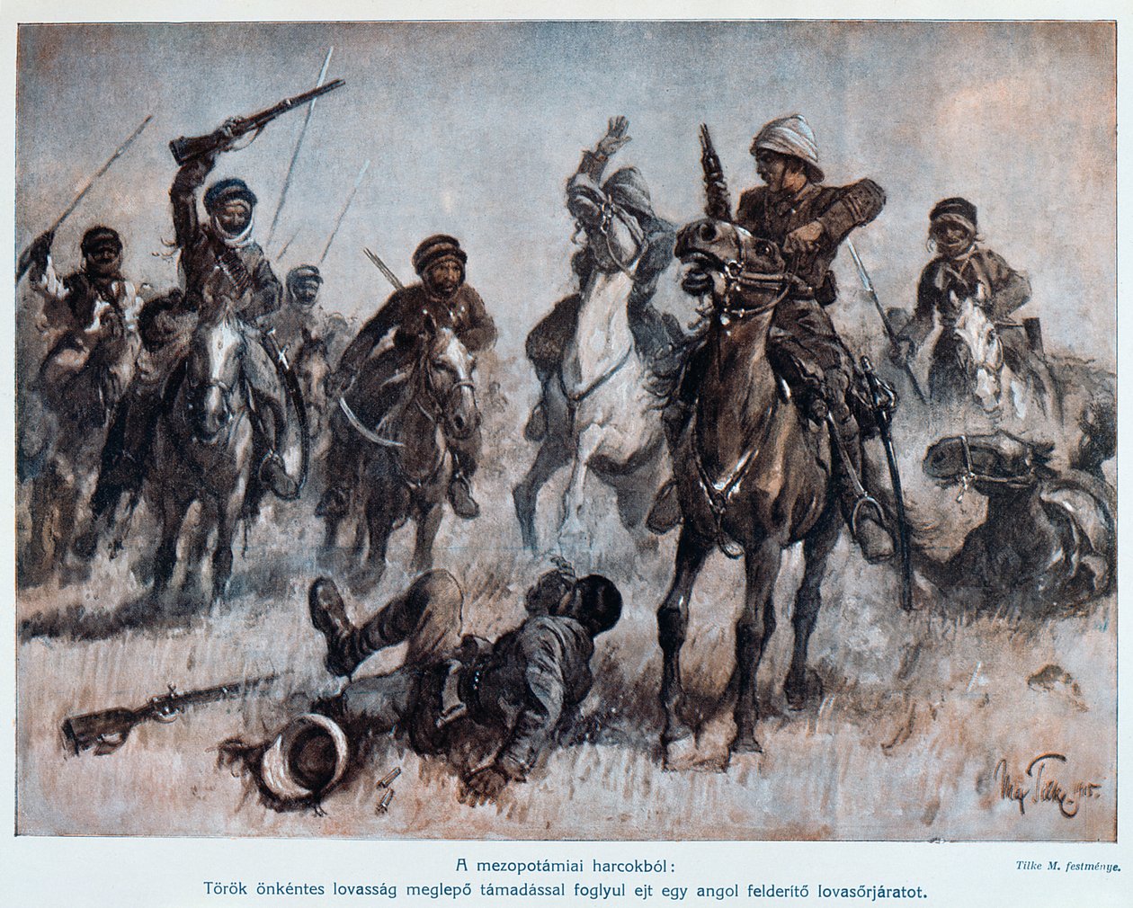 Battle Between English and Turkish Troops in Mesopotamia by Max Tilke