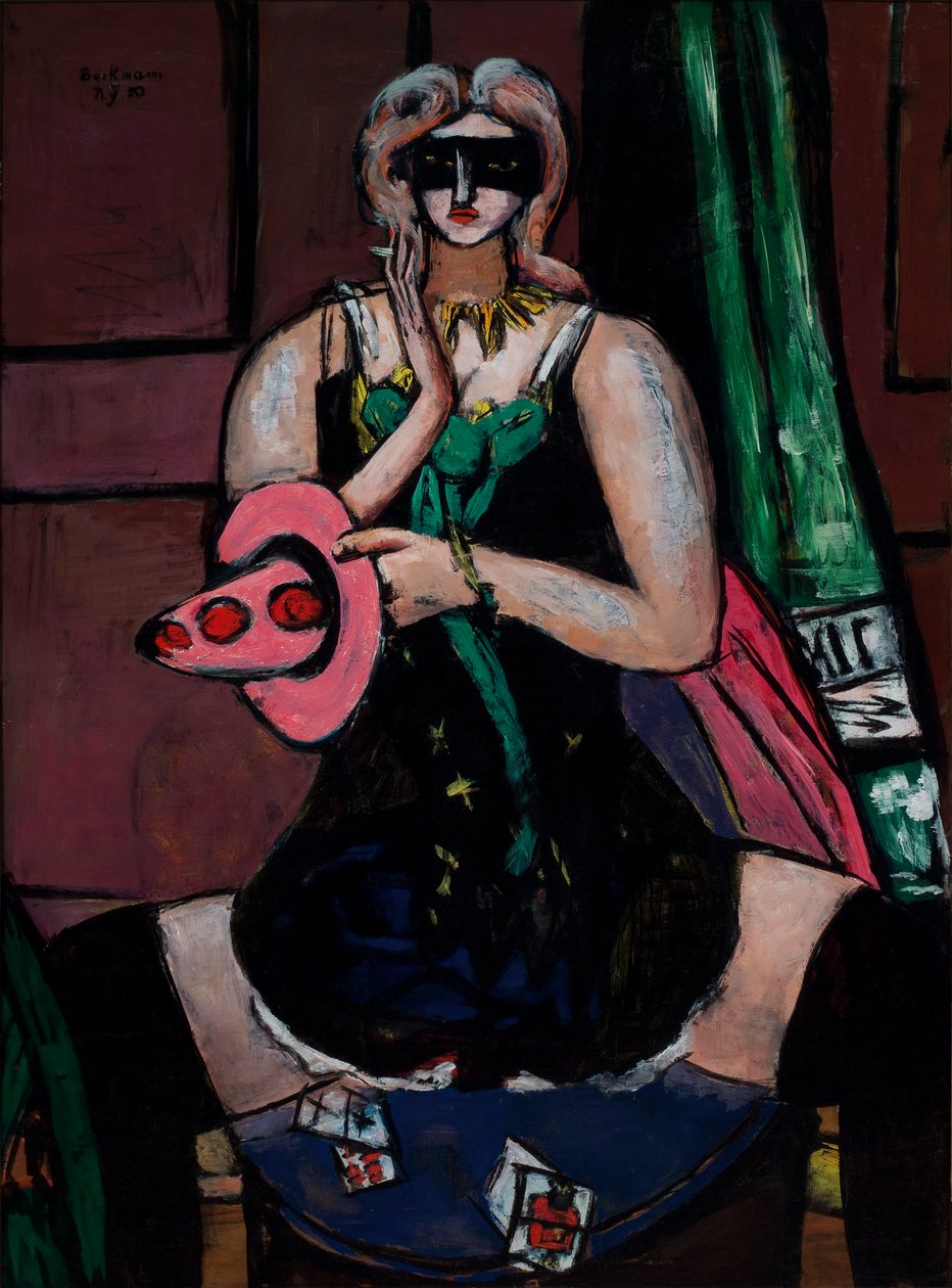 Carnival Mask, Green, Violet, and Pink (Columbine) by Max Beckmann
