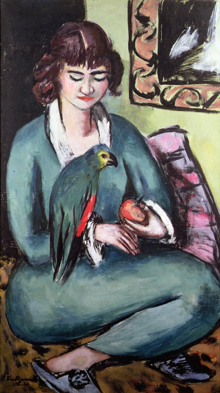 Quappie with a Parrot by Max Beckmann