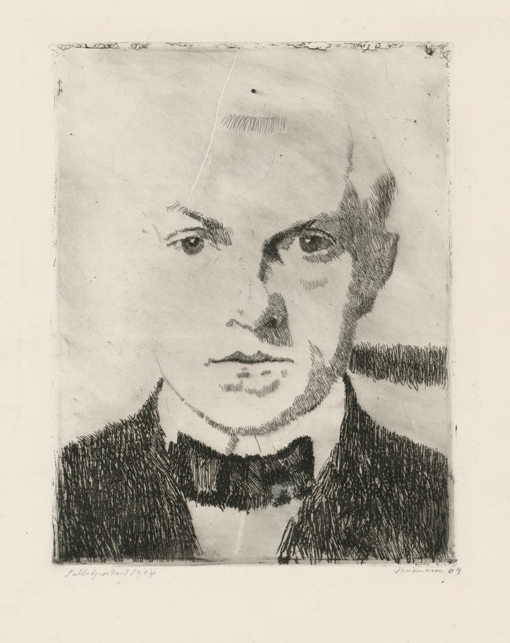 Self-Portrait (verso: first state print of the drypoint etching "Lovers" from 1916, Hofmaier 88 I) by Max Beckmann