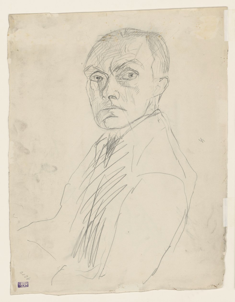Self-Portrait in Half Profile to the Left (Rejected) by Max Beckmann
