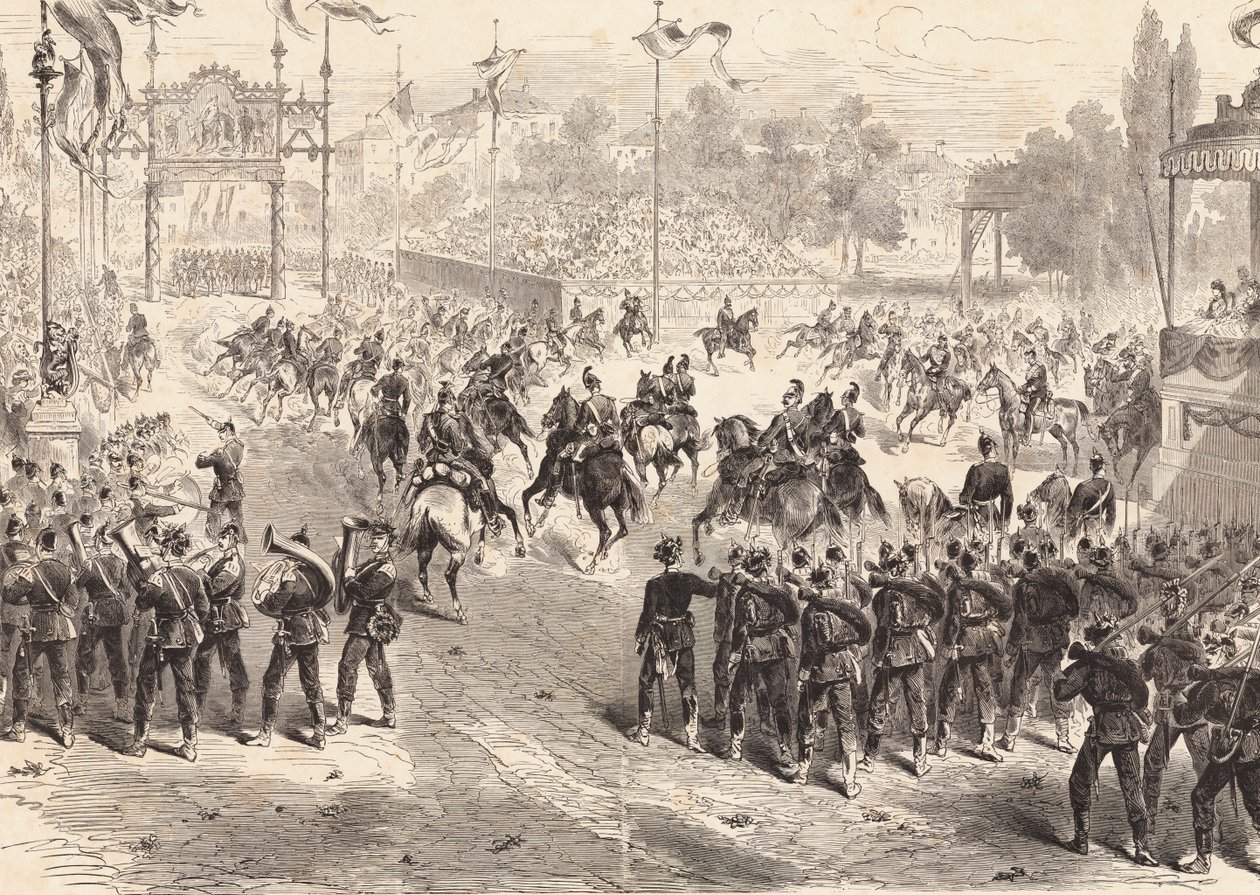 Parade of German Troops Returning from the Franco-Prussian War, Dresden by Max Henze-Dassau
