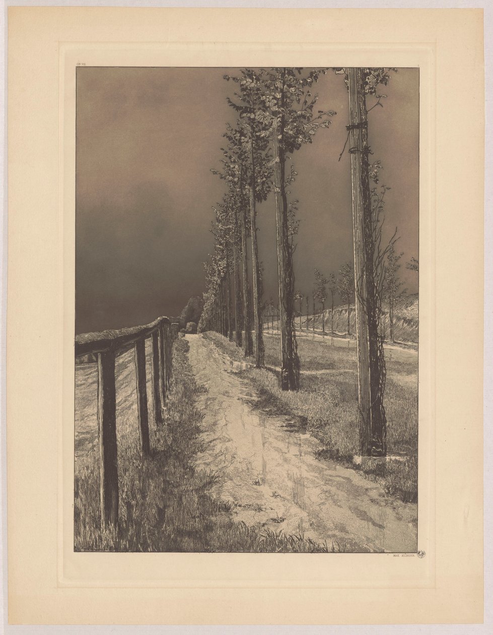 The Road, pl. 2, Four Landscapes, Op. VII by Max Klinger