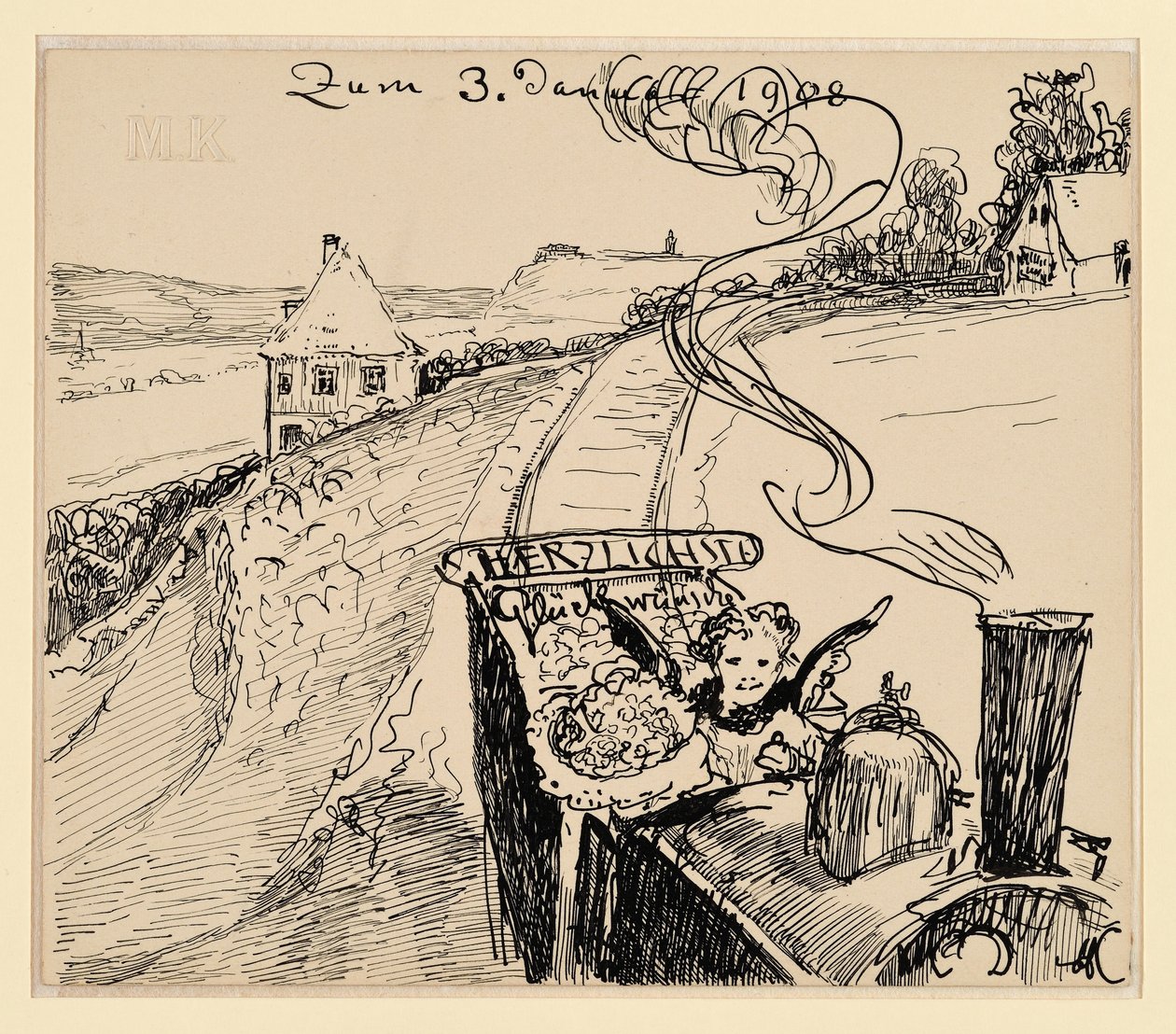 Congratulations for 3 Jan. 1908 / Greeting Card by Max Klinger