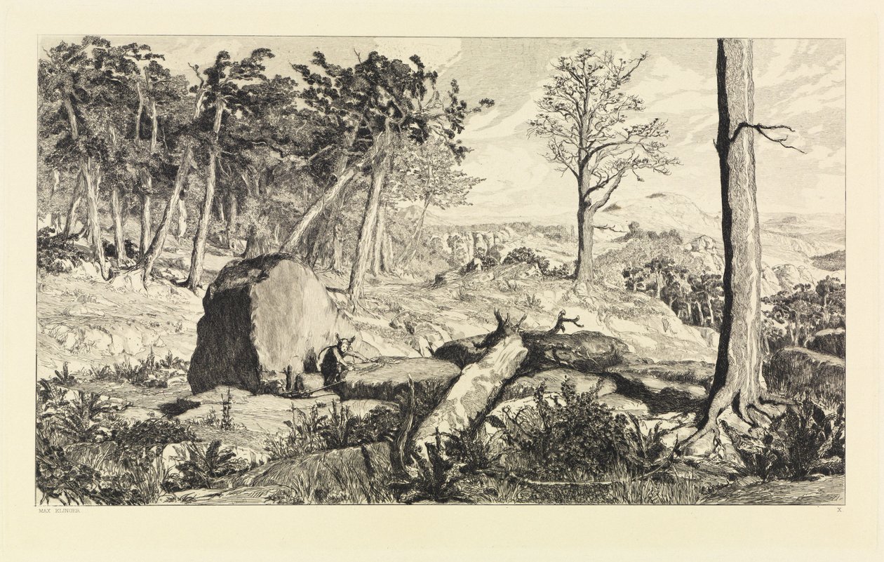Simplicius in the Forest Wilderness (Intermezzi, Opus IV, Plate 10) by Max Klinger