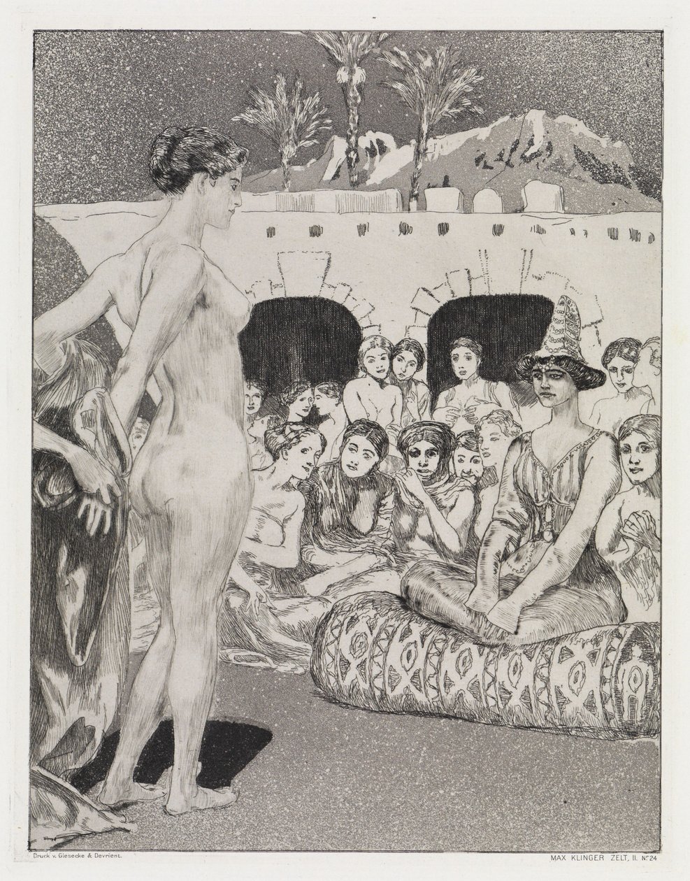 Before the Queen (Tent, Opus XIV, Part 2, No. 24) by Max Klinger