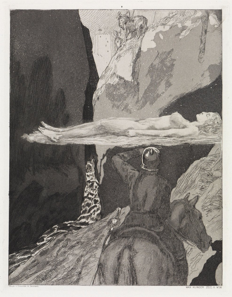 In Front of the Tower (Tent, Opus XIV, Part 2, No. 36) by Max Klinger