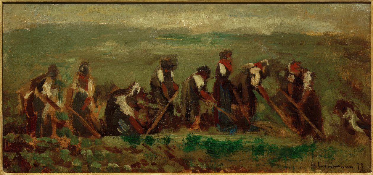 Worker in the Beet Field - Composition Study by Max Liebermann