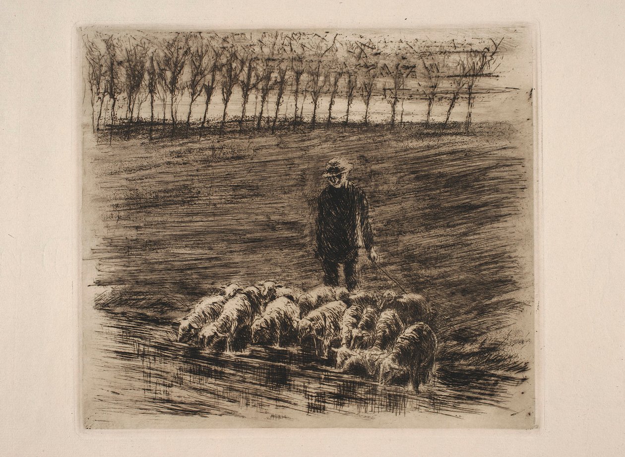 Flock of Sheep at the Watering Place by Max Liebermann