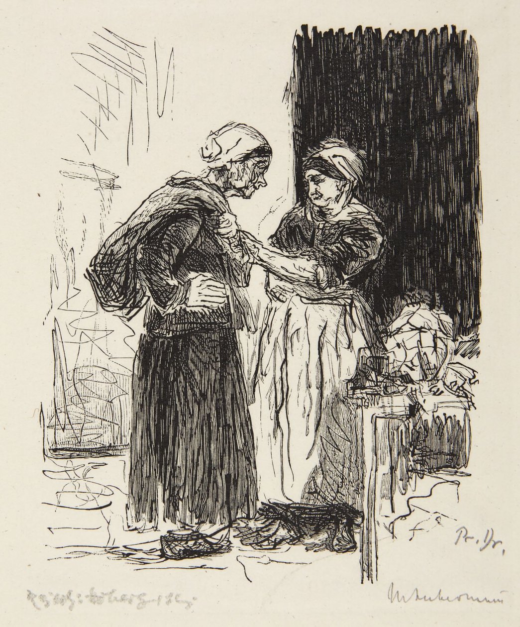 Two Women Conversing by Max Liebermann