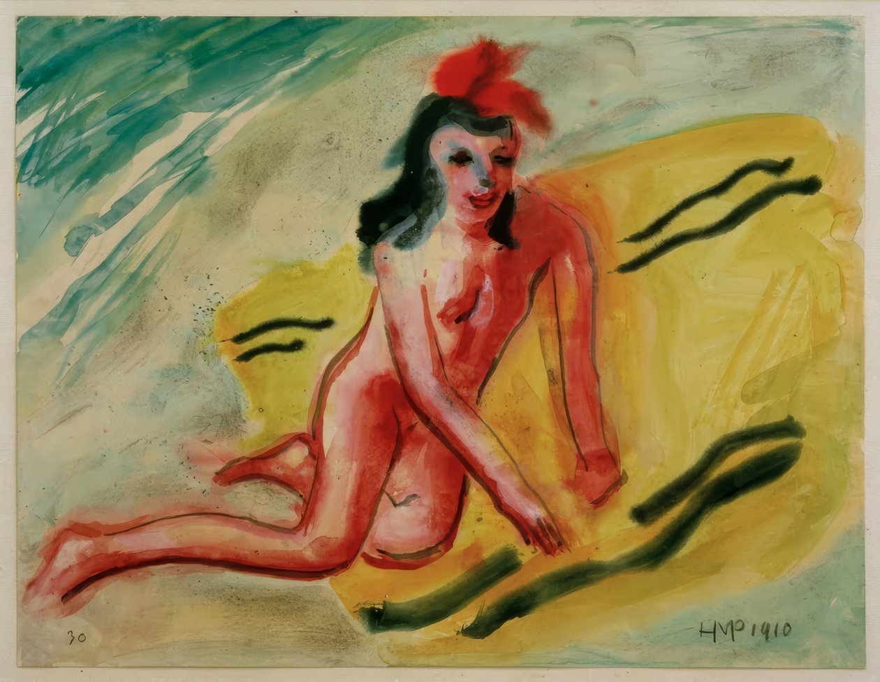 Girl on Yellow Bath Towel by Max Pechstein