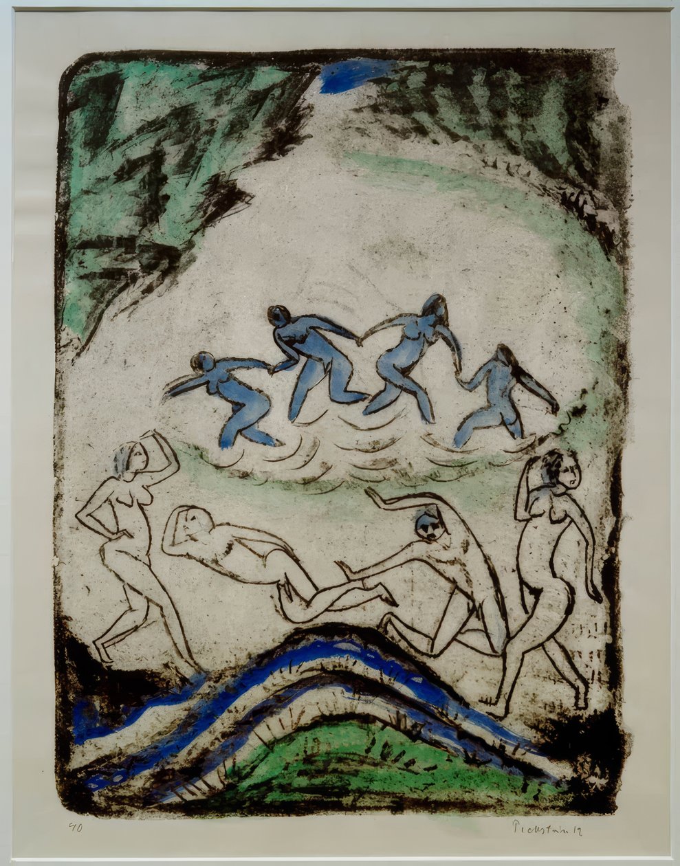 Dancing and Bathing at the Forest Pond by Max Pechstein