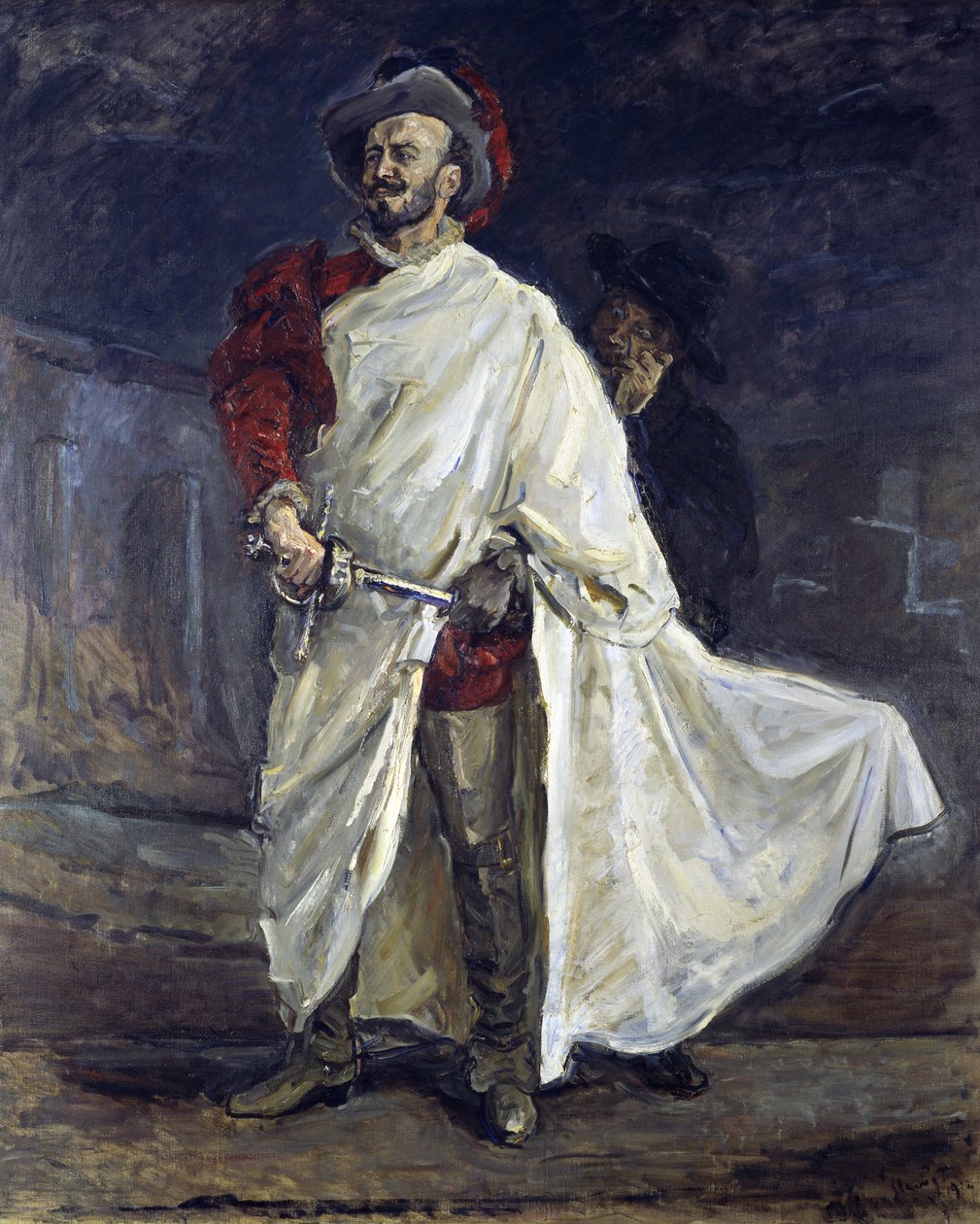 Don Juan with Leporello in the Churchyard, Mocking the Statue of the Commander by Max Slevogt