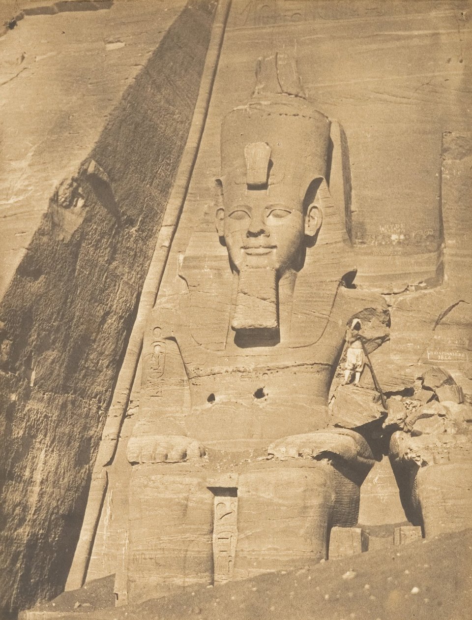 Eastern Colossus of the Speos of Phre, at Abu Simbel, Portrait of Ramses the Great by Maxime Du Camp