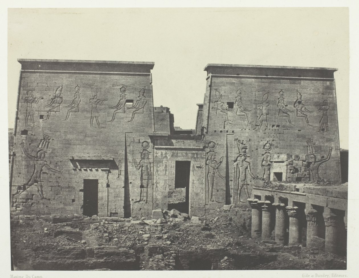 Dromos and Philones, Grand Temple of Isis at Pylons; Nubia, plate 72 from the album "Egypt, Nubia, Palestine and Syria" (1852) by Maxime Du Camp