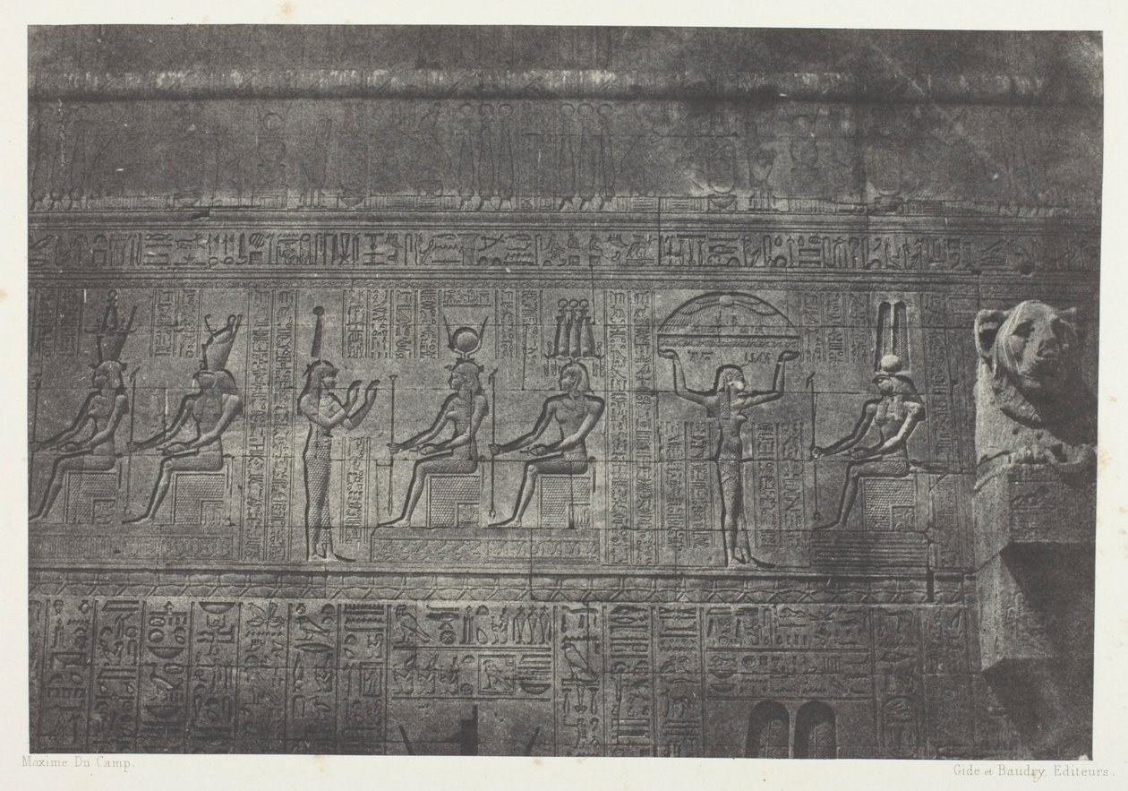 Grand Temple of Dendera (Teutyres), Sculptures of the Rear Facade; Upper Egypt, plate 20 from the album "Egypt, Nubia, Palestine and Syria" (1852) by Maxime Du Camp