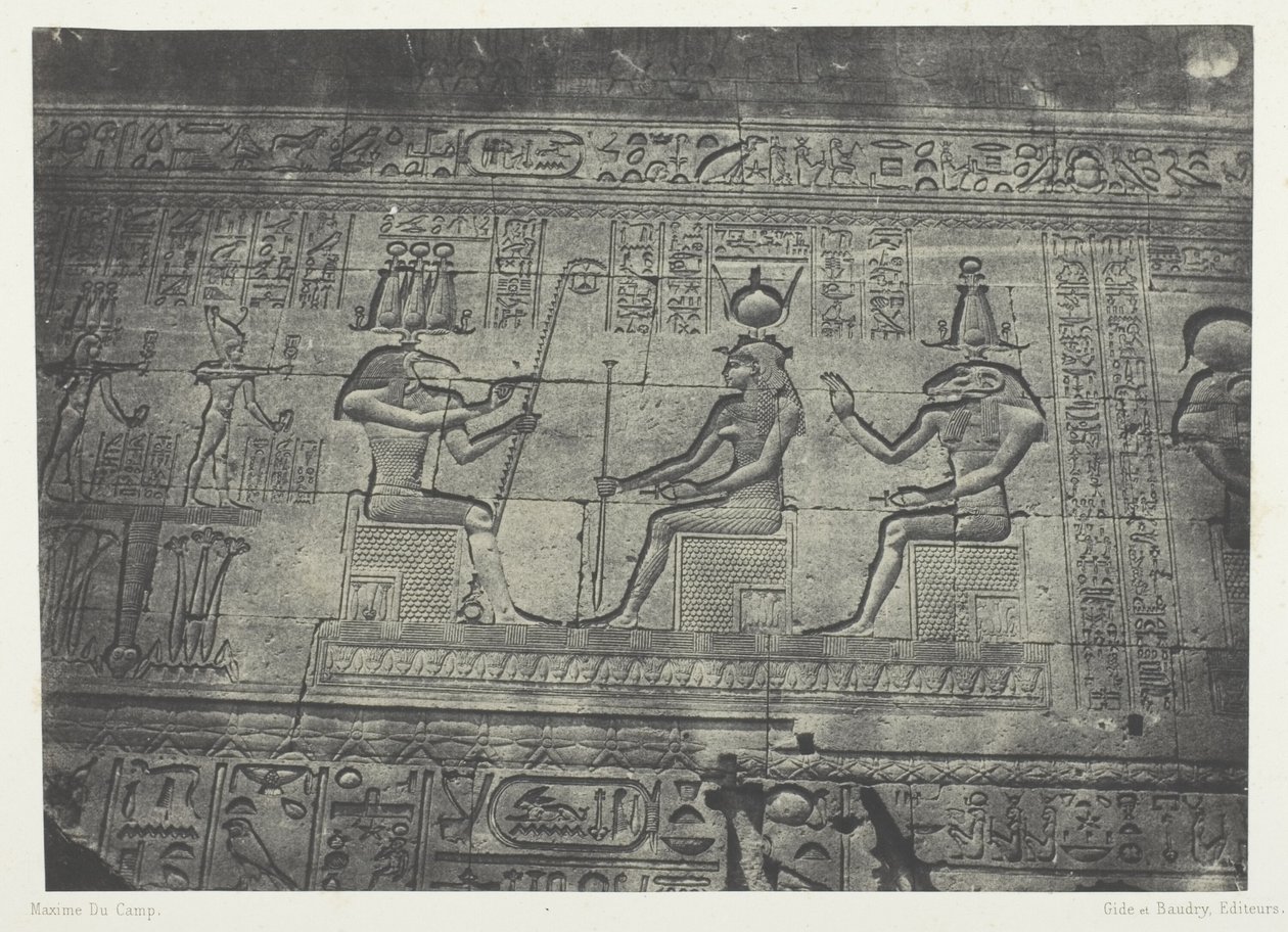 Grand Temple of Dendera (Teutyres), Sculptures of the Rear Facade; Upper Egypt, plate 19 from the album "Egypt, Nubia, Palestine and Syria" (1852) by Maxime Du Camp