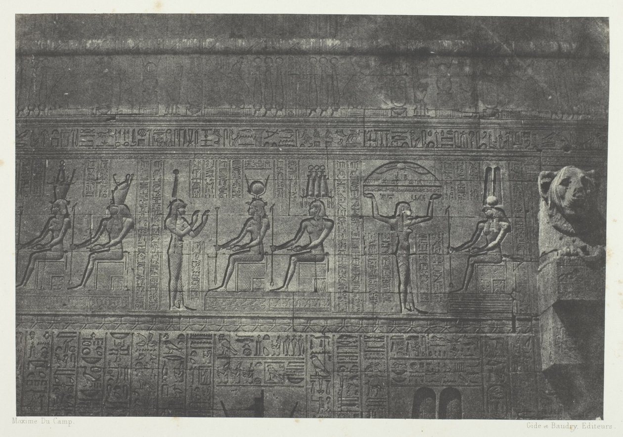 Grand Temple of Dendera (Teutyres), Sculptures of the Rear Facade; Upper Egypt, plate 20 from the album "Egypt, Nubia, Palestine and Syria" (1852) by Maxime Du Camp