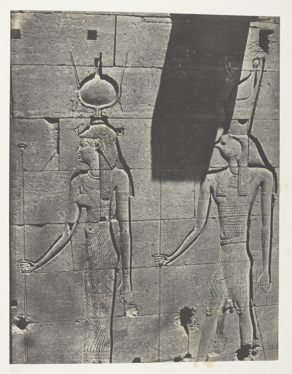 Kalabscheh, Sculptures of the Rear Facade of the Temple; Nubia, plate 92 from the album "Egypt, Nubia, Palestine and Syria" (1852) by Maxime Du Camp