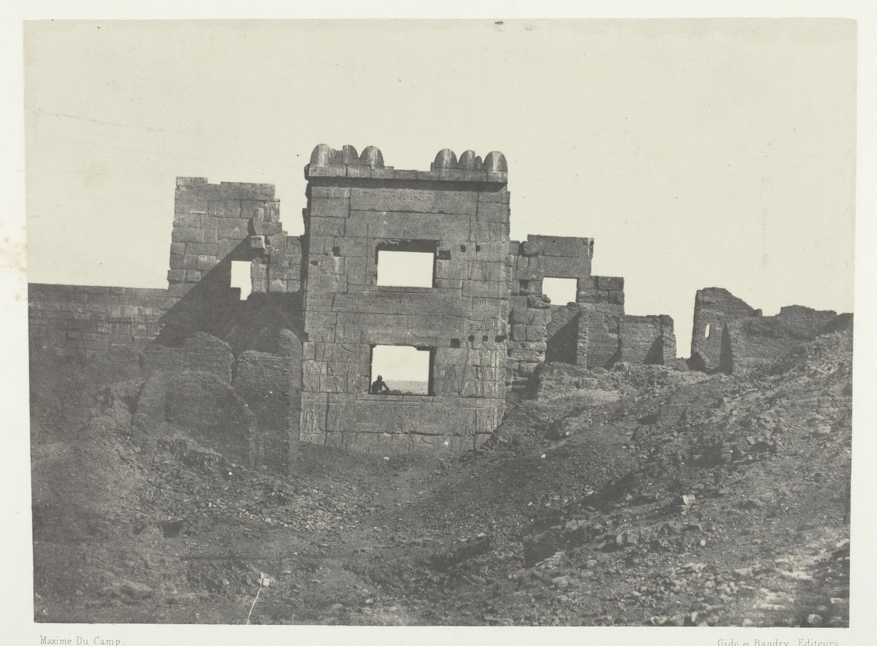 Medinet-Habu, Eastern Facade of the Harem of Ramses-Miamun, Thebes, 1849-51, printed 1852 by Maxime Du Camp
