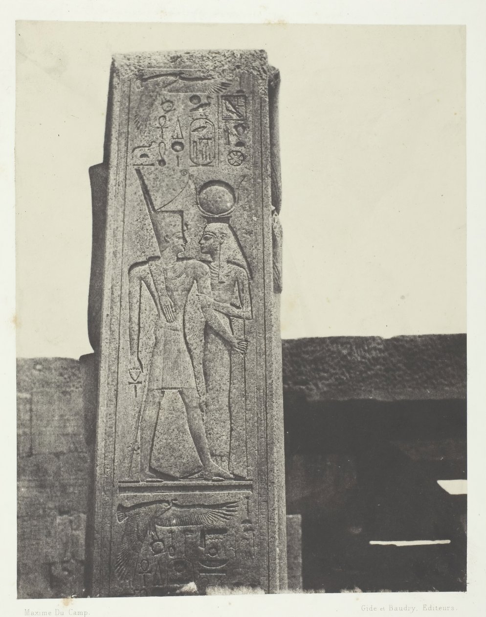 Palace of Karnak, Pillar in Front of the Granite Sanctuary, Thebes, 1849-51, printed 1852 by Maxime Du Camp