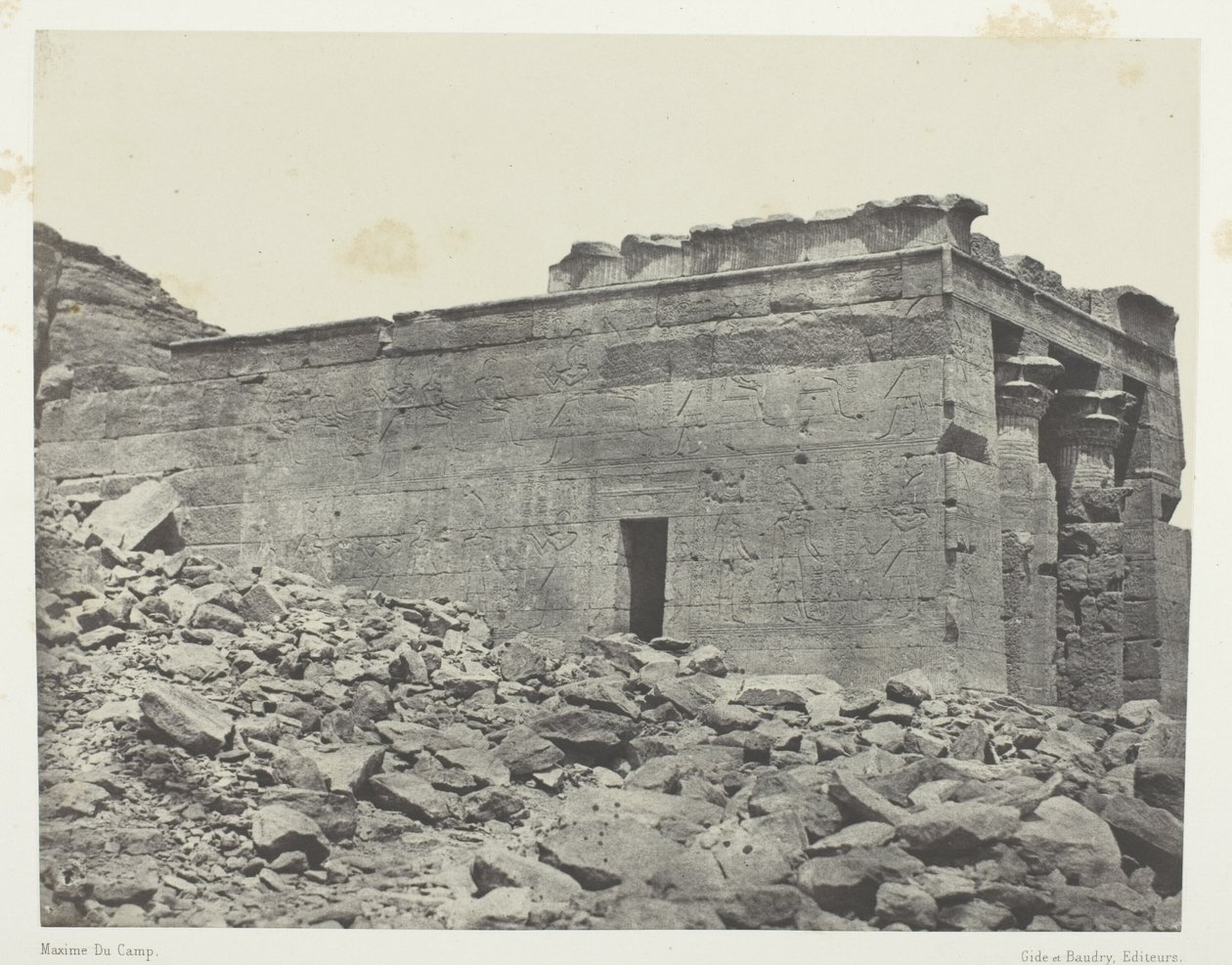 Temple of Dendur (Ancient Tantour), Dedicated to the Triad Osiris-Isis-Horus; Nubia, plate 93 from the album "Egypt, Nubia, Palestine and Syria" (1852) by Maxime Du Camp
