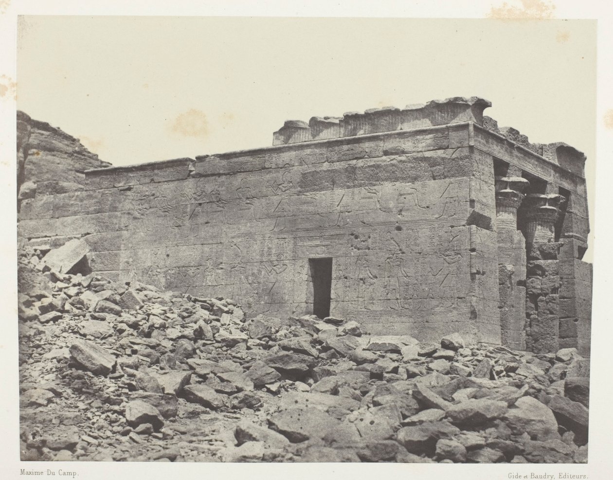 Temple of Dendur (Ancient Tantour), Dedicated to the Triad Osiris-Isis-Horus; Nubia, plate 93 from the album "Egypt, Nubia, Palestine and Syria" (1852) by Maxime Du Camp