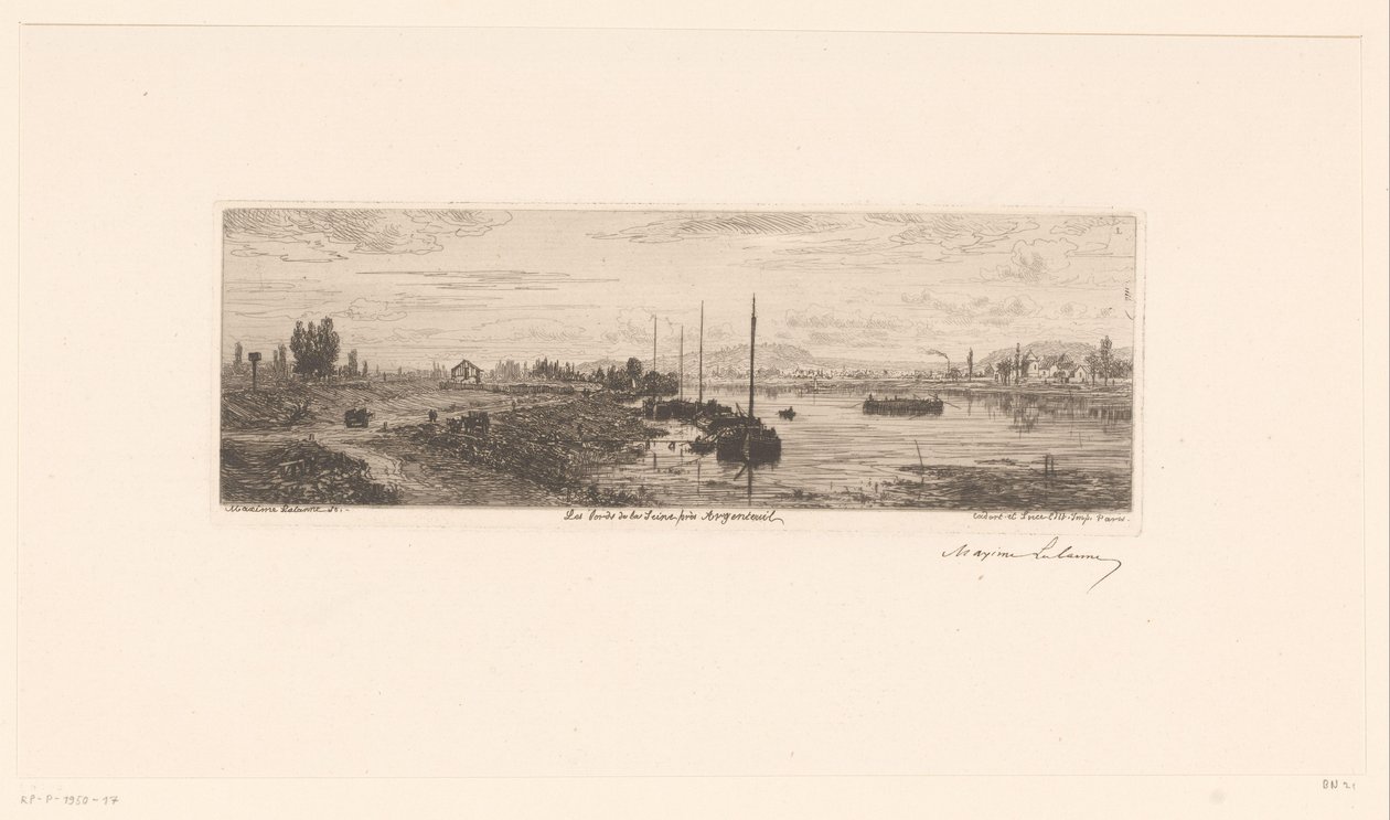 View of the Seine near Argenteuil by Maxime François Antoine Lalanne (signed by artist)